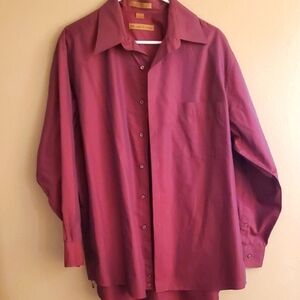 Milano Men's Deep Red Wine Dress Shirt Size 16.5 32/33